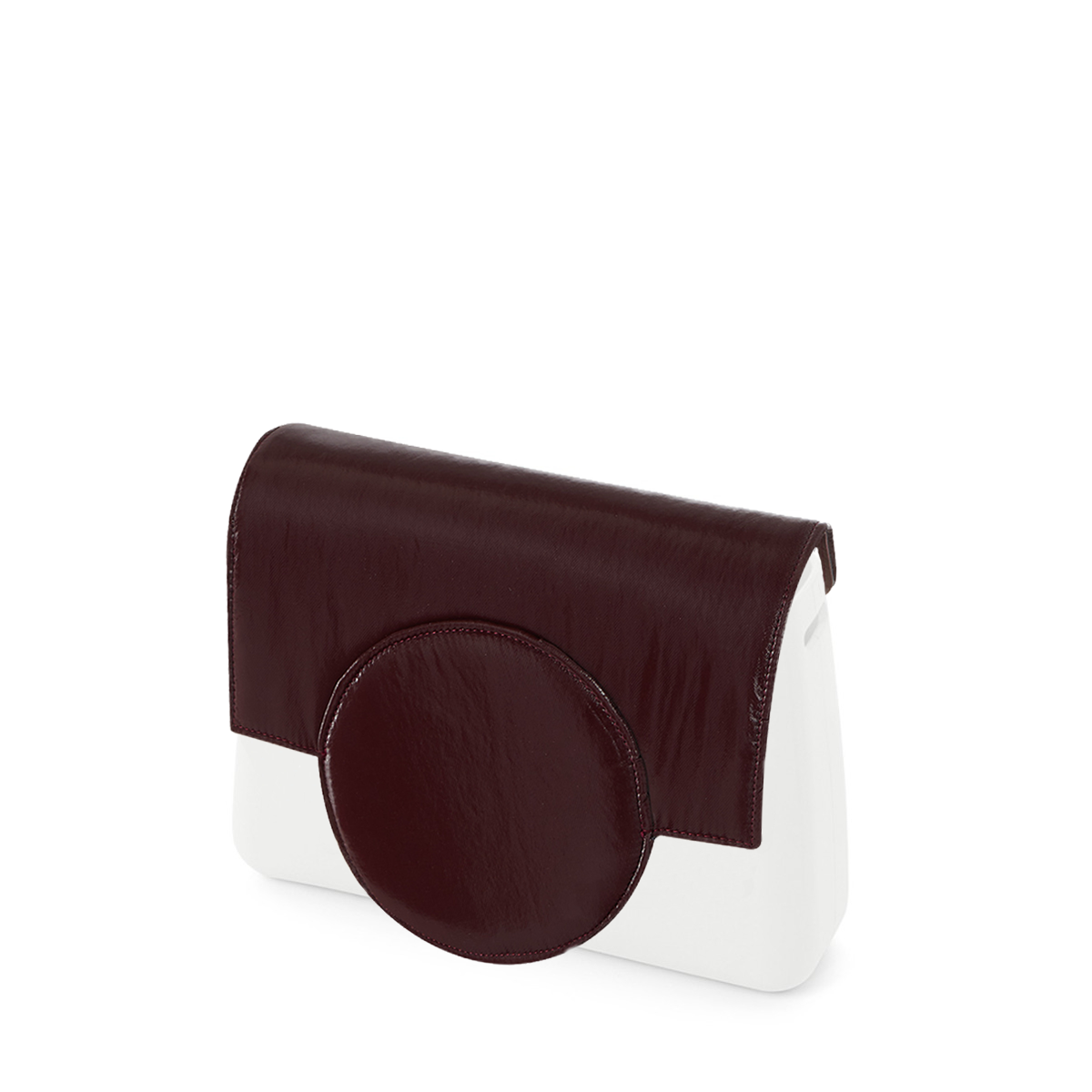 Flap O bag glam Circle tessuto nylon lucido imbottito Bordeaux