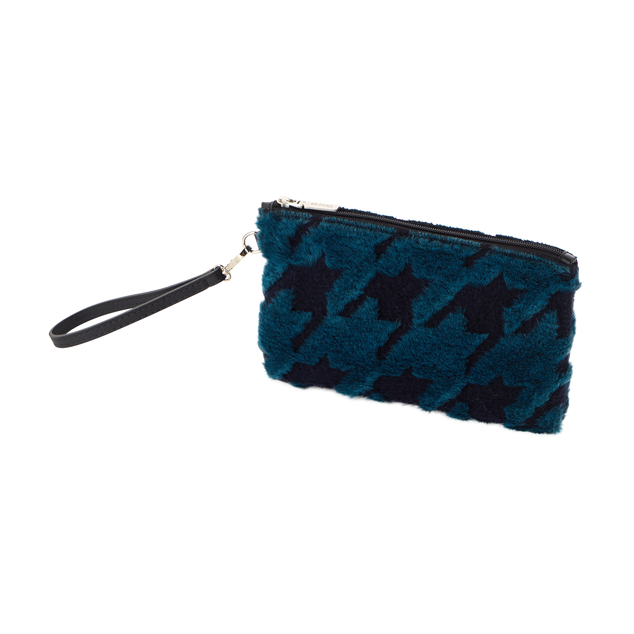 Kosmetická taška O ecopelliccia Laseratura pied de poule Blu navy ottanio