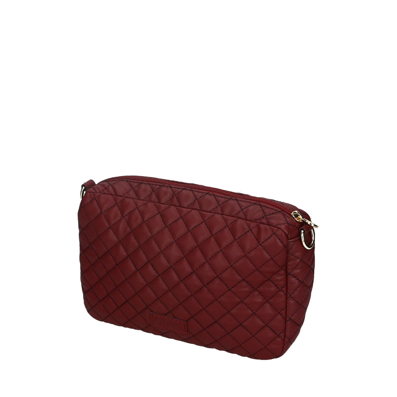 Organizer O bag glam Effetto nappa matelasse Bordeaux oro
