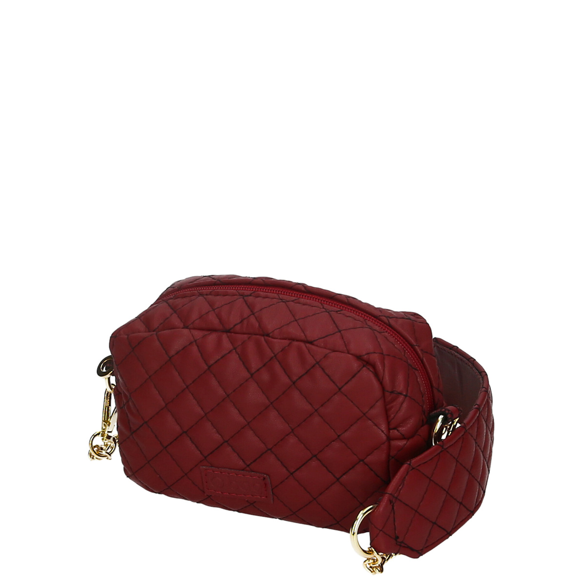 O bag crossy Effetto nappa matelasse Bordeaux oro