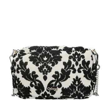 O bag glam Damascato ciniglia Nero handbag