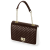 O bag glam Matelasse effect fabric flap with wrist strap Dark brown oro