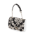 Flap O bag pocket Con tracolla catena spallaccio largo tessuto damascato ciniglia Nero