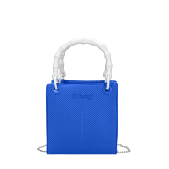 Kabelka O bag double mini Spigata texture ecopelle saffiano Imperial blu