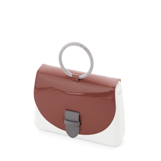 Flap O bag glam Simil pelle vernice Cassis
