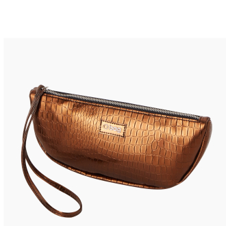 O bag Lips mirror cocco print Bronze