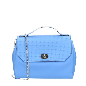 Kabelka O bag soft smooth mini Texture intreccio con pattina Celeste
