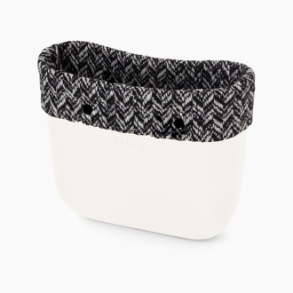 O bag standard Tessuto chevron Bianco nero