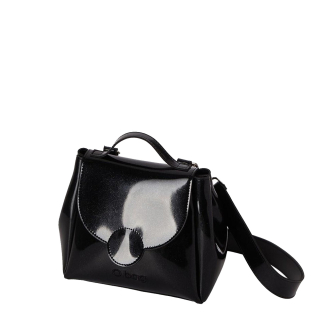 Kabelka O bag polly mini Tessuto gommato glitter Nero