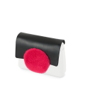 Flap O bag glam Circle simil pelle nappa cerchio in contrasto ecopelliccia Nero fluo fucsia
