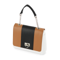 Flap O bag glam Simil pelle nappa fascia stampa snake Biscotto nero