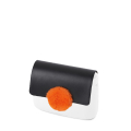 Flap O bag pocket Simil pelle nappa cerchio in contrasto ecopelliccia Nero fluo arancione