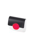 Flap O bag pocket Simil pelle nappa cerchio in contrasto ecopelliccia Nero fluo fucsia