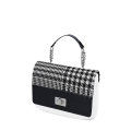 Flap O bag pocket pied de poule con manichetto Bianco nero