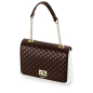 O bag glam Matelasse effect fabric flap with wrist strap Dark brown oro