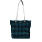 Kabelka O bag market ecopelliccia Laseratura pied de poule Blu navy ottanio