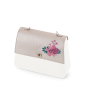 Flap O bag queen Simil pelle saffiano Flower Sabbia metal