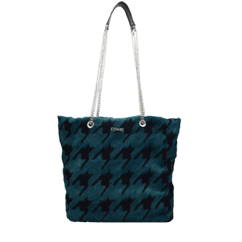 Kabelka O bag market ecopelliccia Laseratura pied de poule Blu navy ottanio