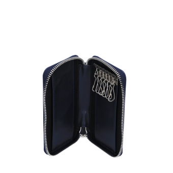 Simil pelle vernice Blu navy key case