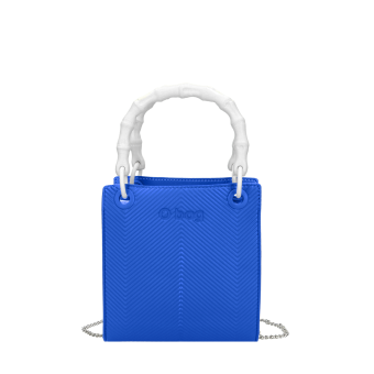 bag O doppia mini Spigata texture ecopelle saffiano Imperial blu