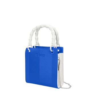 bag O doppia mini Spigata texture ecopelle saffiano Imperial blu