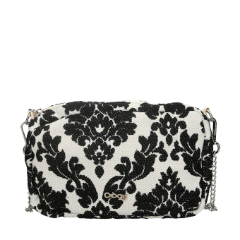O bag glam Damascato ciniglia Nero handbag