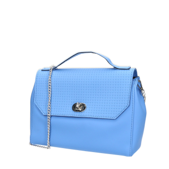 O bag soft smooth mini Texture intreccio con pattina Celeste