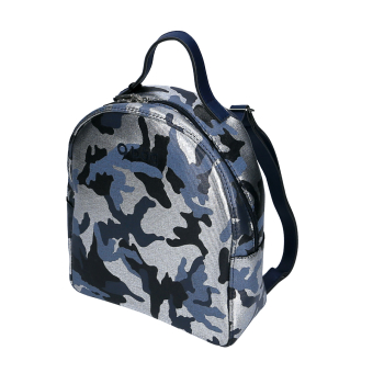 Batoh O bag ivy Simil pelle camouflage Blu navy argento