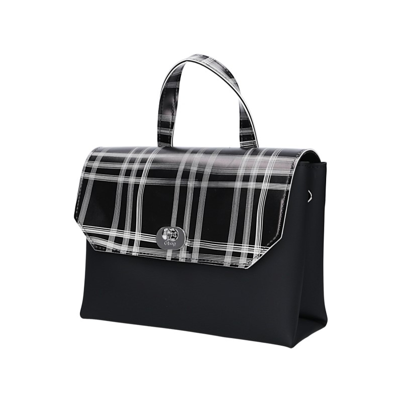 Kabelka O bag soft smooth mini con Pattina check Nero