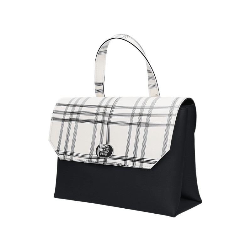 Kabelka O bag soft smooth mini con Pattina check Bianco