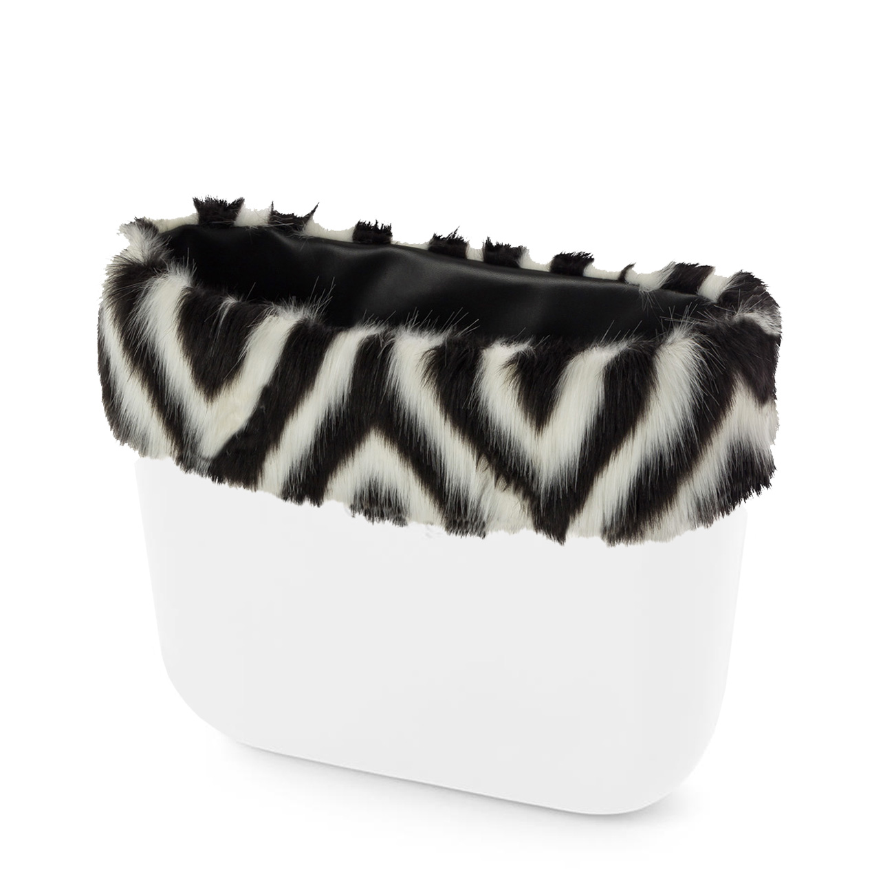 O bag mini Volpetta intarsiata Bianco nero