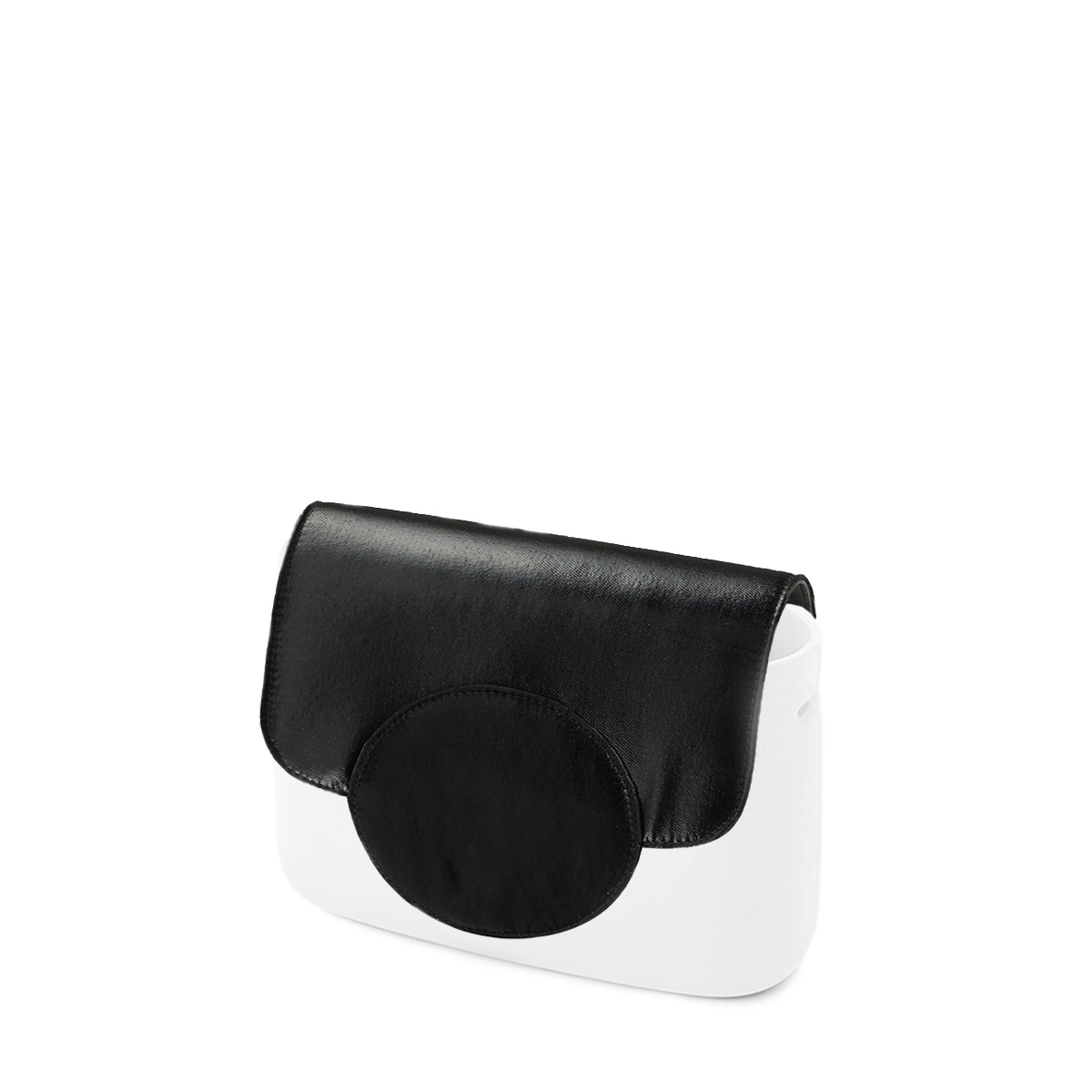 Flap O bag Circle tessuto nylon lucido imbottito Nero