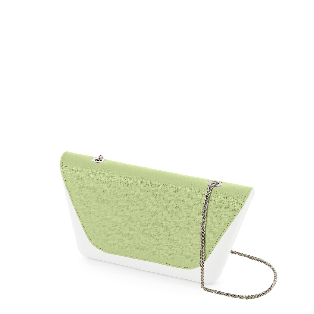 Flap O bag sheen Saffiano con catena Celery green