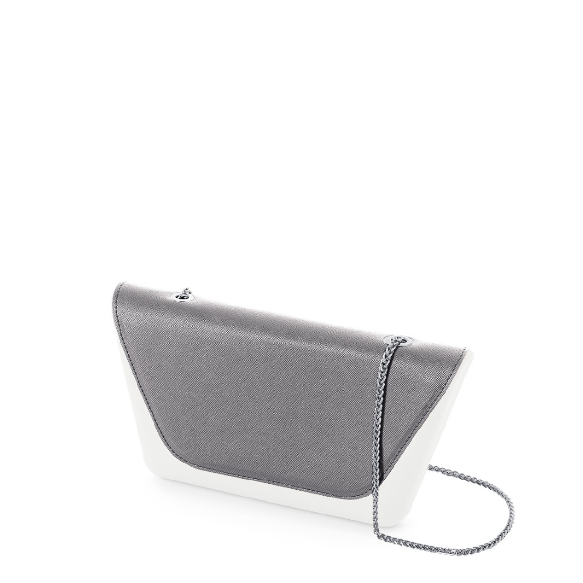 Flap O bag sheen Saffiano con catena Argento