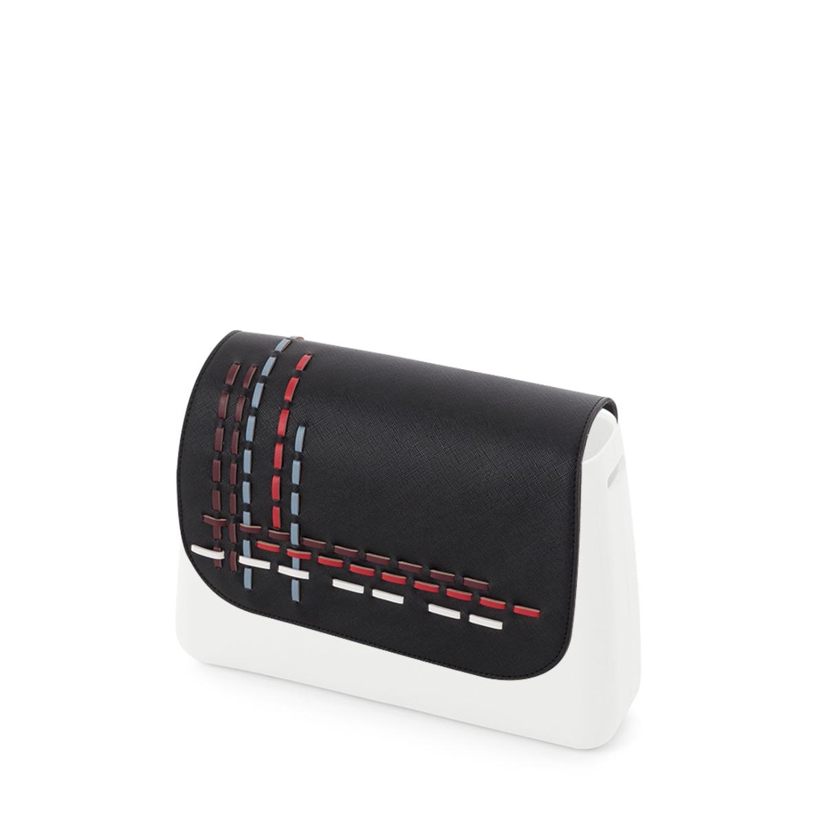 O bag glam flap Geometric insert Nero