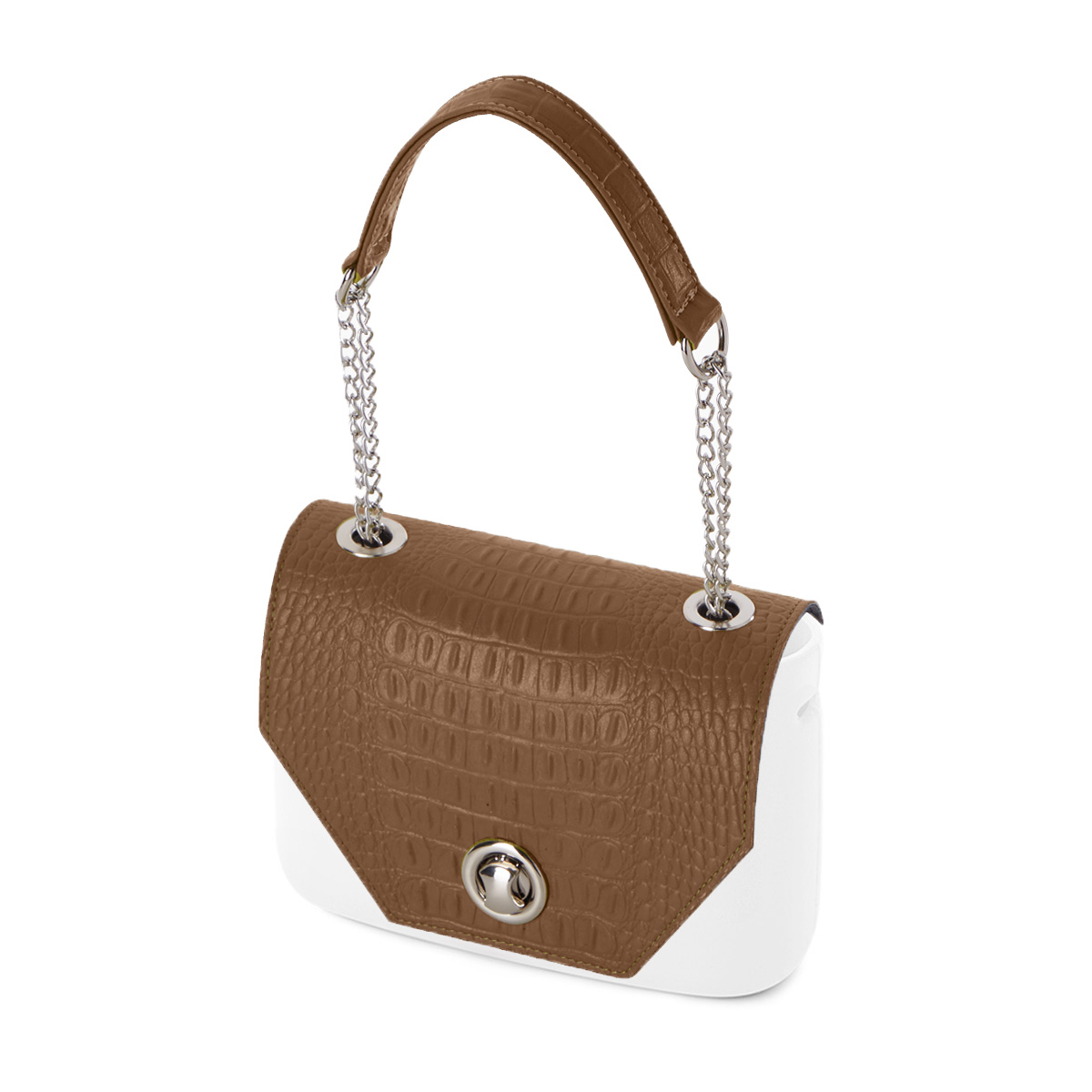O bag flap Coconut print con manichetto Biscotto