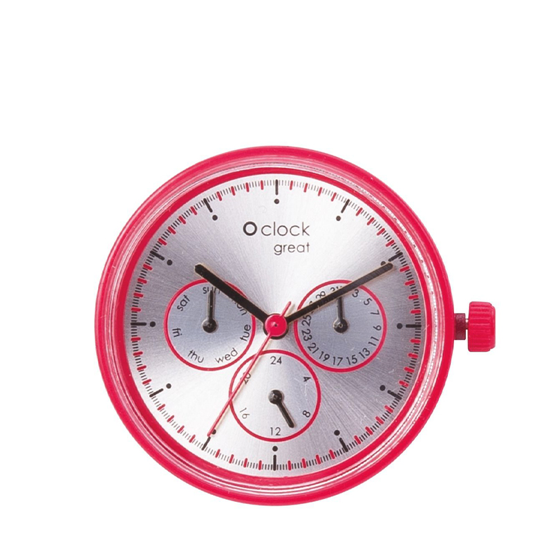 Mechanismus hodinek O clock great Date Rosso su grigio
