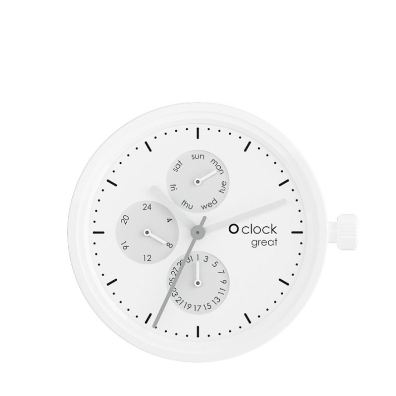 Mechanismus hodinek O clock great Date Bianco