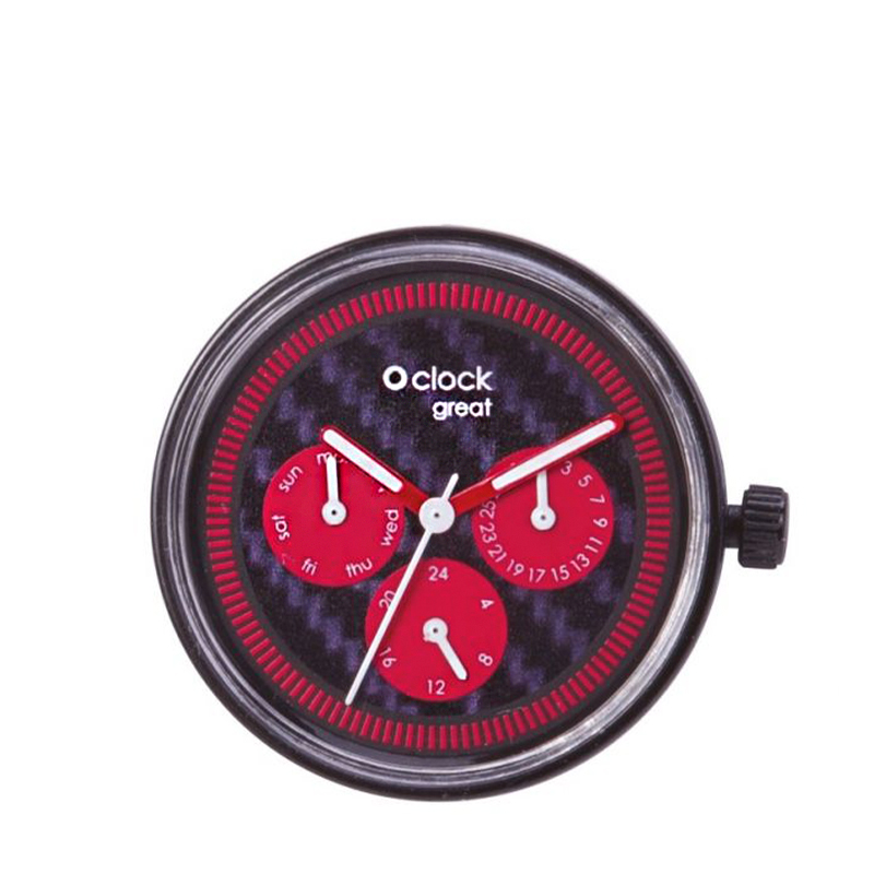 Watch mechanism O clock great Day time carbon Rosso