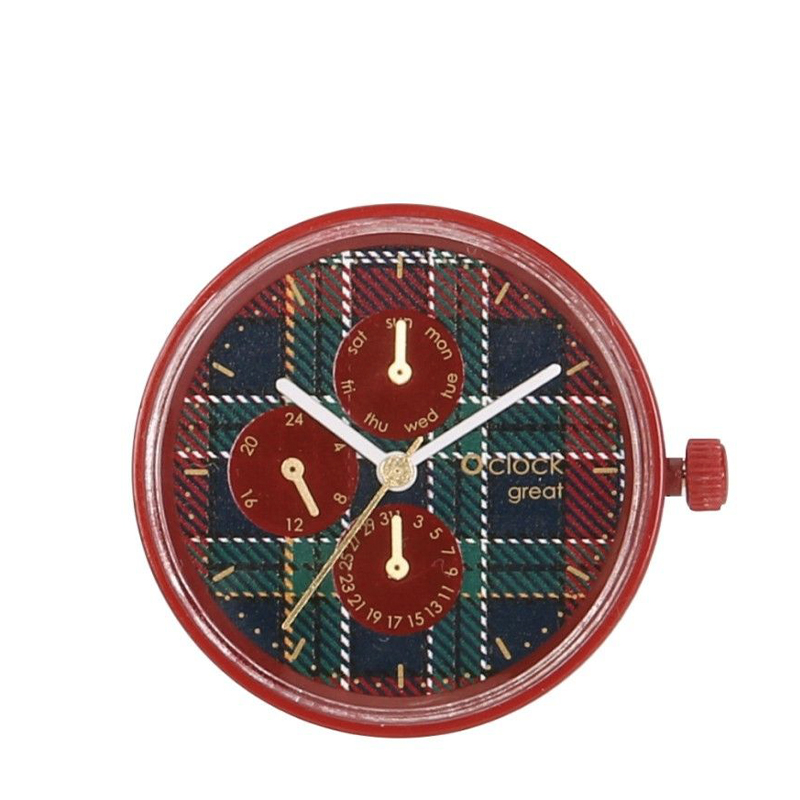 Hodinkový mechanismus O clock great Glam ascot tartan date Bordeaux