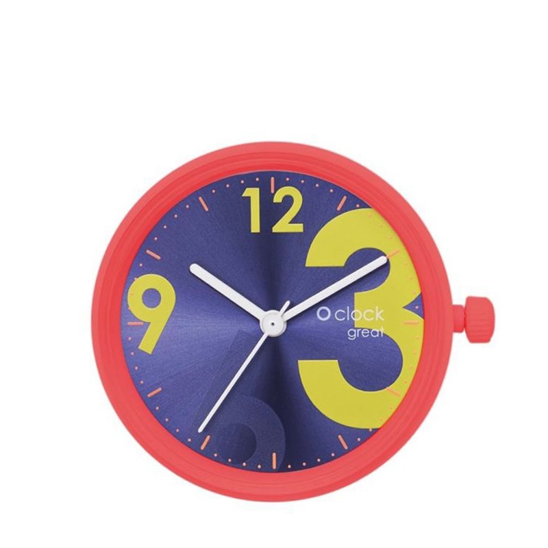 Hodinový mechanismus O clock great Soleil fluo numbers Corallo