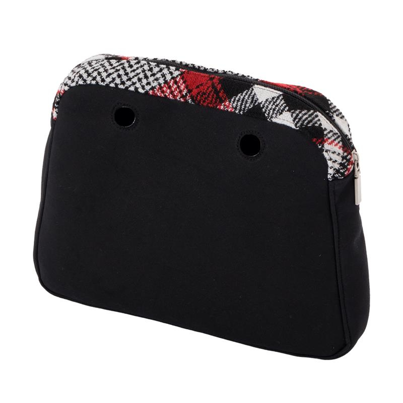 Organiser O bag reverse Tartan wool Bianco rosso nero
