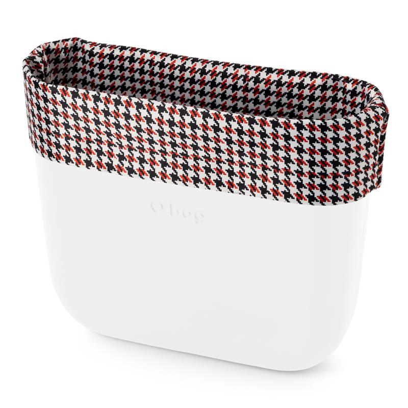 O bag standard band Pied de poule tricolor Bianco rosso nero