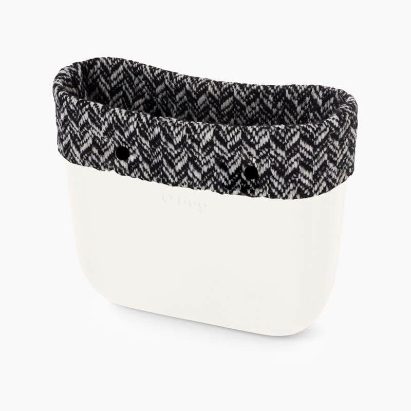O bag standard Tessuto chevron Bianco nero
