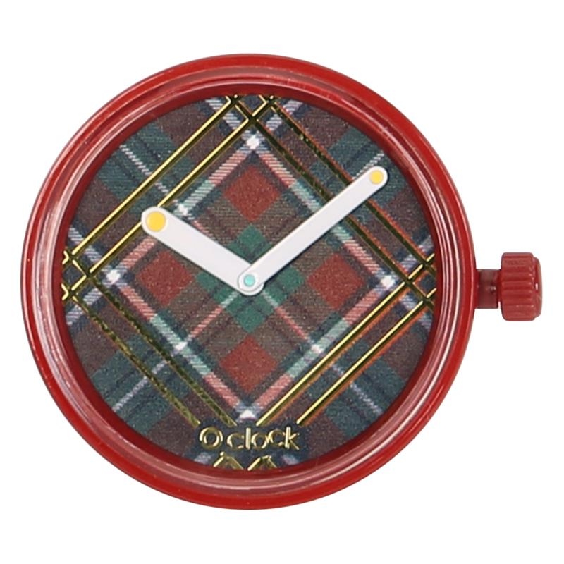 O clock Glam ascot tartan Bordeaux hodinový strojek
