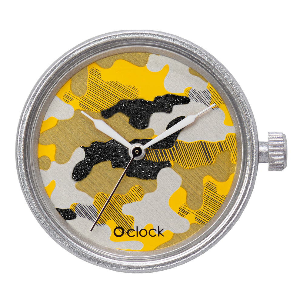Hodinkový mechanismus O clock Kovová kamufláž Stříbrná