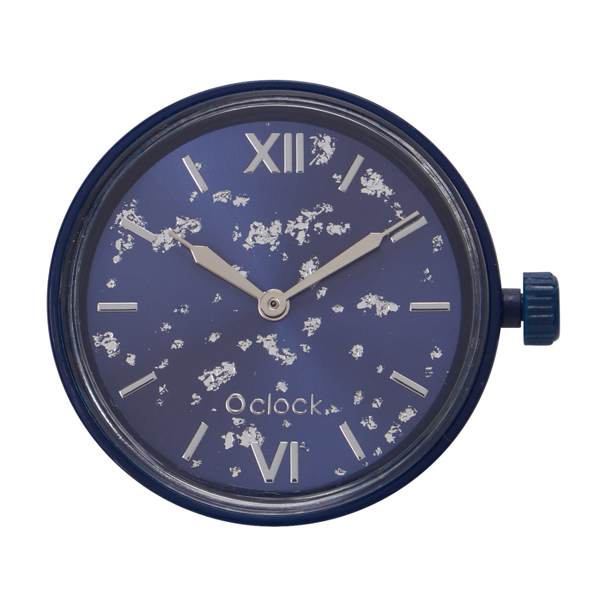 Hodinový mechanismus O hodiny stříbrný list Blu navy